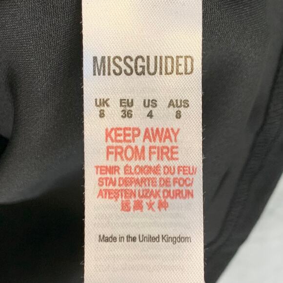 MISSGUIDED Solid Black Strappy Frill Detail Sleeveless Bodycon Mini Dress SZ 4 - Picture 9 of 11